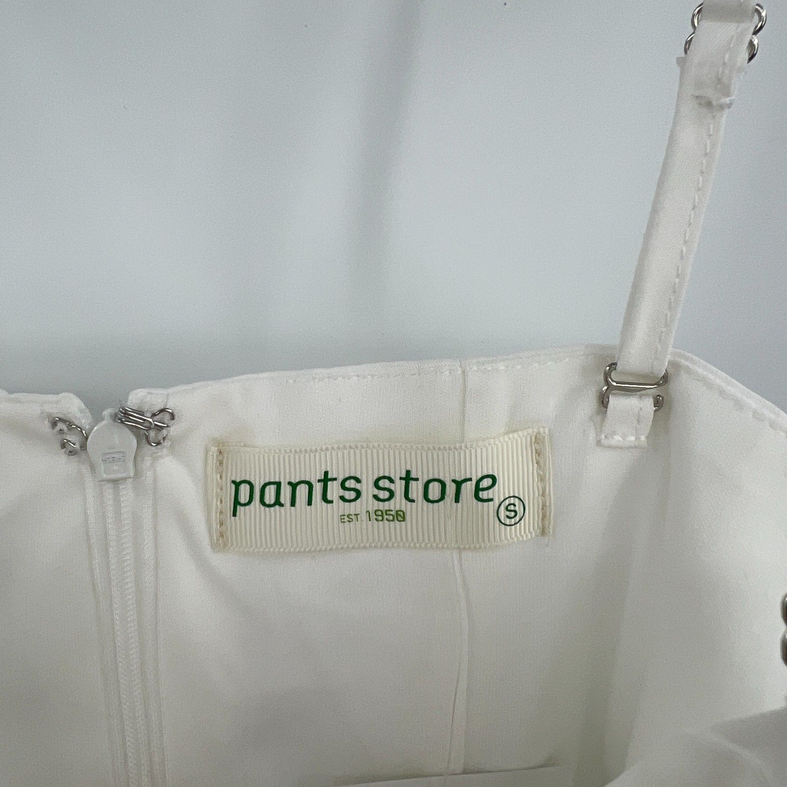 Pants Store White Mini Dress Small Pleated Adjustable Straps Fit Flare New Sz S — image 4 of 5